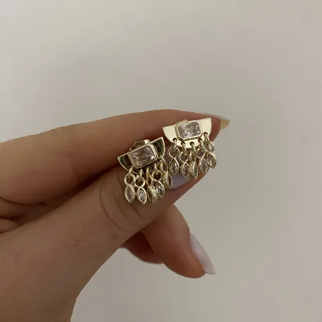 Damla Taşlı Sallantılı Küpe