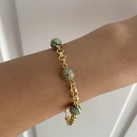 Nazar Boncuklu Gold Bileklik