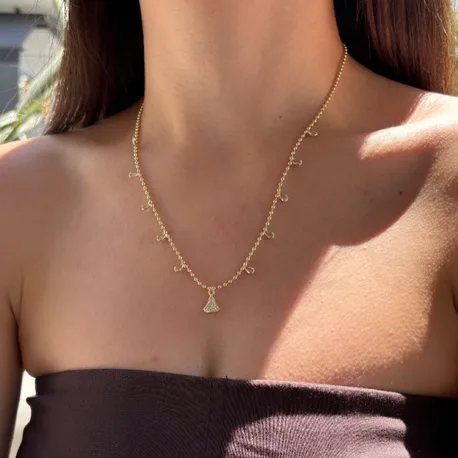 Taşlı Gold  Kolye
